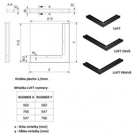 Krbová mriežka LUFT rohová pravá 547x766 mm/60 mm biela