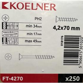 Samorezná fosfátovaná skrutka KOELNER 4,2x70 mm