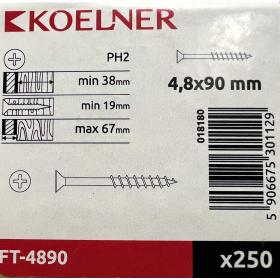 Samorezná fosfátovaná skrutka KOELNER 4,8x90 mm