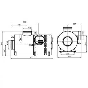 Krbový ventilátor Darco 760 m3/hod bypass BANANeco3