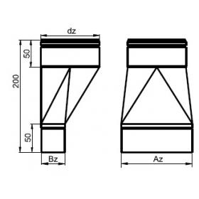 Redukcia nesymetrická kanál 150x50 mm - flex Ø100 mm pozink