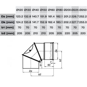 Nerezové koleno regulovateľné Ø150 mm/0-90°