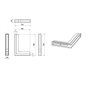 Mriežka Ventlab rohová pravá 300x500 mm/70 mm čierna