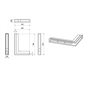 Mriežka Ventlab rohová ľavá 500x300 mm/100 mm čierna