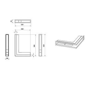 Mriežka Ventlab rohová 500x500 mm/70 mm biela