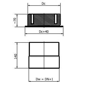 Nerezová prechodka dymovod Ø180 mm - komín Ø180 mm (vnútorná)