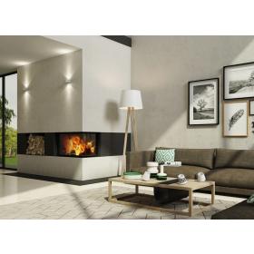 HEAT L 3G L 65.51.40.26 - teplovzdušná rohová krbová vložka s výsuvnými dvierkami a deleným sklom - Vyhotovenie ľavé, čierny Igniton