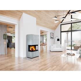 CARA C kameň - designový akumulačný krb s výsuvnými dvierkami