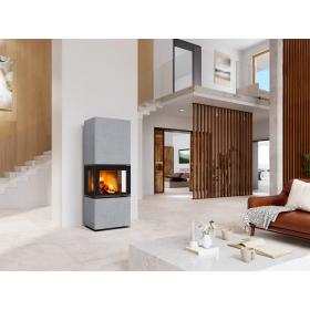 LERA C GH thermaline - dizajnový akumulačný krb - Thermaline grey 61 - Delené sklo