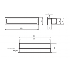 Mriežka Ventlab V-Open 600x70 mm biela rozmery