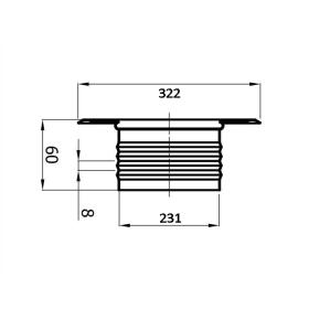 Nerezová rozeta Ø225 / 0.5 mm, nerez, jednoplášť rozmery