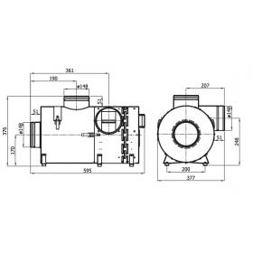 Krbový ventilátor Darco 540 m3/hod bypass BANANeco2-II rozmery