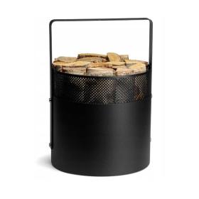 Kôš na drevo AERO HOLD 1 okrúhly s rukoväťou naplnený drevom