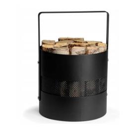Kôš na drevo AERO HOLD 2 okrúhly s rukoväťou naplnený drevom