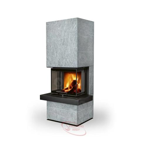 CARA CS 02 kameň - designový akumulačný krb s výsuvnými dvierkami