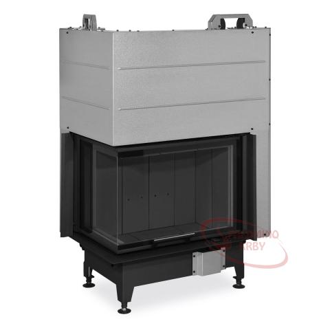 HEAT L 3G L 65.51.40.26 - teplovzdušná rohová krbová vložka s výsuvnými dvierkami a deleným sklom - Vyhotovenie ľavé, čierny Igniton